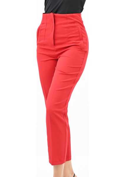 Kadın Yüksek Bel Krep Kumaş Pantolon 6110-23 modelleri