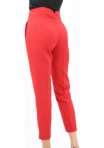 Kadın Yüksek Bel Krep Kumaş Pantolon 6110-23 fırsatları