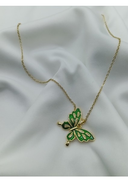 Çelik Gold Yeşil Kelebek Kolye fiyatları