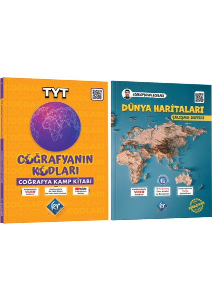 TYT 9. Sınıf 10. Sınıf Coğrafyanın Kodları Video Ders Kitabı ve Coğrafyanın Kodları Dünya Haritaları Çalışma Defteri ve Soru Bankası Seti