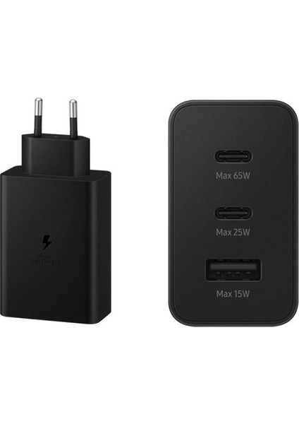 EP-T6530N Type-C & Type-A Hızlı Şarj Aleti Üçlü (65W-25W-15W) - Siyah