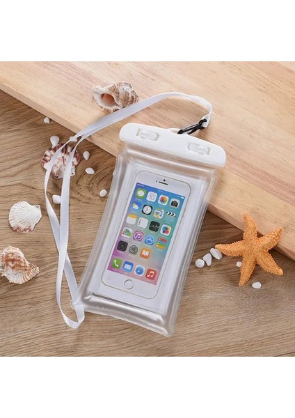 Su Geçirmez Hava Yastıklı Askılı Telefon Koruma Deniz Havuz Banyo Dokunmatik Kılıf Beyaz fiyatları