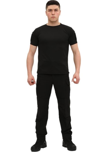 Yakasız Kısa Kol Tactical T-Shirt - Tişört