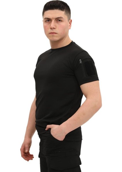 Yakasız Kısa Kol Tactical T-Shirt - Tişört indirimleri