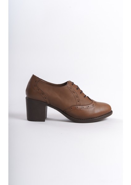 Kadın Deri Bağcıklı Klasik Topuklu Ayakkabı Klasik Kadın Ayakkabı Cevız 37 fiyatları
