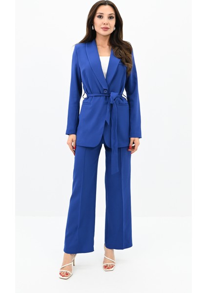 Kadın Kuşaklı Ceket Pantolon Takım 9004-24