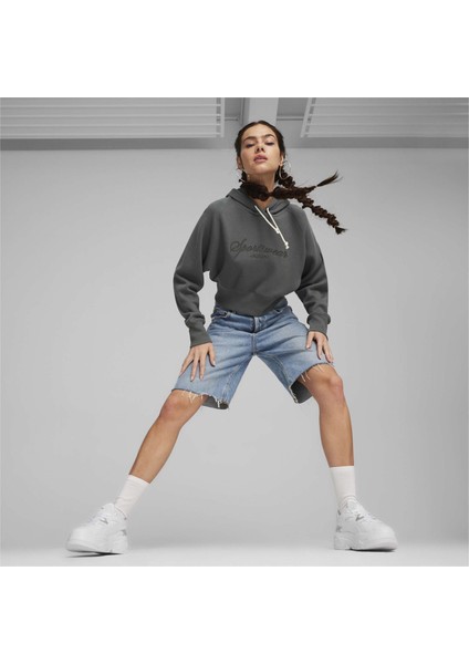 Kadın Mineral Gray Puma Classıcs+ Relaxed Cropped Hoodie Koyu Gri Kadın Sweatshirt fiyatları