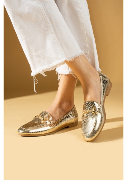 Gold Toka Detaylı Rahat Kalıp Kadın Babet 57-023-24BASKI indirimleri