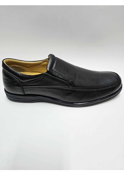 Deri Büyük Numara (45,46,....) Siyah Bağcıksız Erkek Ayakkabı C-89135