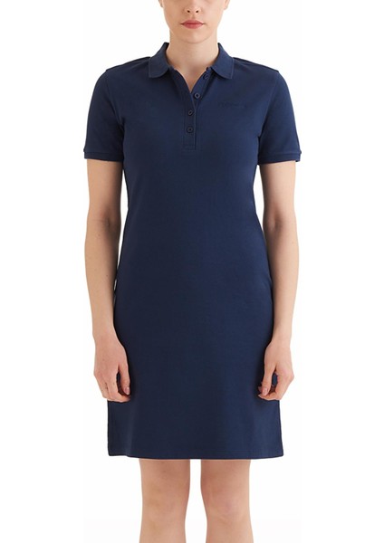 CS0378_466 Csc Basic Polo Dress Lacivert Kadın Kısa Kollu Elbise