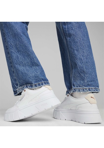 Kadın Puma White-Rosebay Puma Mayze Stack Soft Wns Beyaz Kadın Günlük Spor Ayakkabı