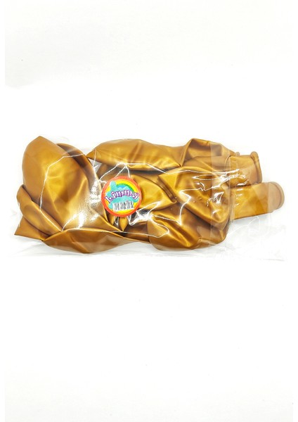 Metalik Balon Parlak Renkli 10'lu Paketli Balon 12 Inç - Gold - Sarı