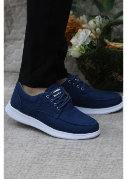 Dks 023 Mavi Hafif Rahat Keten Sneaker Erkek Ayakkabı