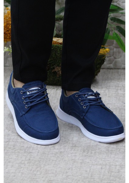 Dks 023 Mavi Hafif Rahat Keten Sneaker Erkek Ayakkabı