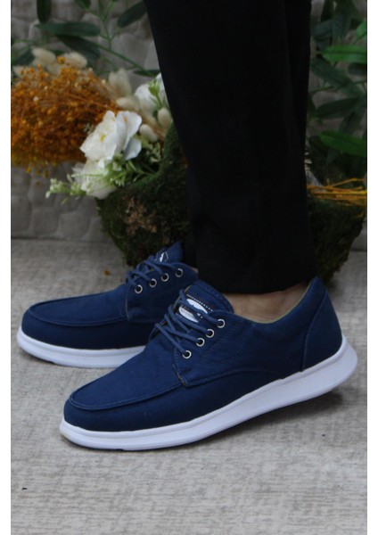 Dks 023 Mavi Hafif Rahat Keten Sneaker Erkek Ayakkabı