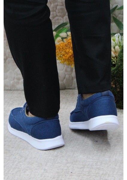 Dks 023 Mavi Hafif Rahat Keten Sneaker Erkek Ayakkabı