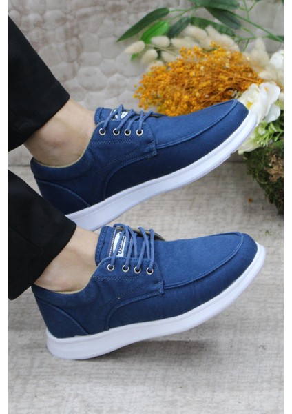 Dks 023 Mavi Hafif Rahat Keten Sneaker Erkek Ayakkabı