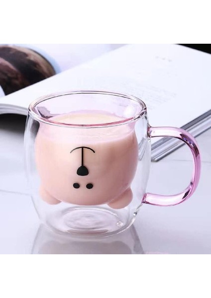 Ayıcık Karakterli Çift Cidarlı Çift Cam bardak 250 ml