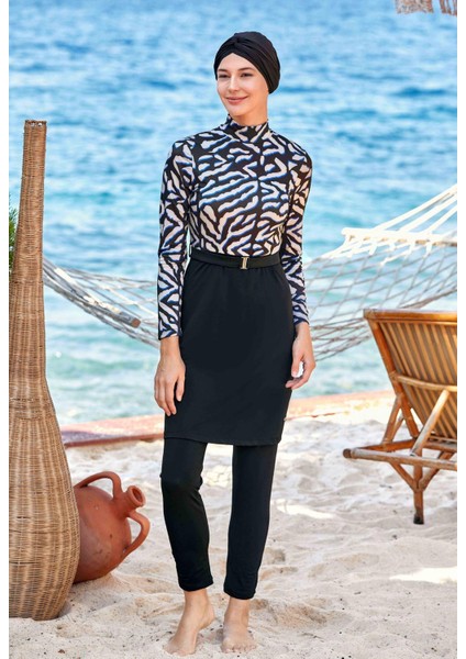 Kadın Tam Tesettür Siyah Mayo C4T2N5O4