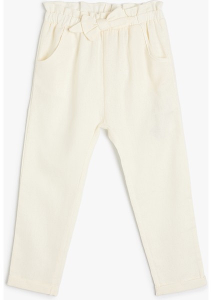 Fiyonklu Pantolon Cep Detaylı Beli Lastikli