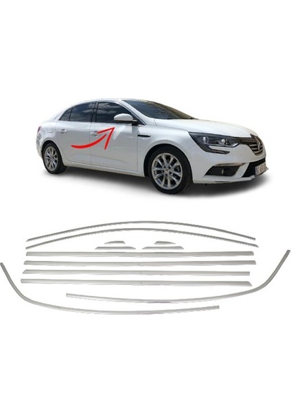 Alminox Oto Renault Megane 4 Sedan Cam Çerçevesi 12 Parça