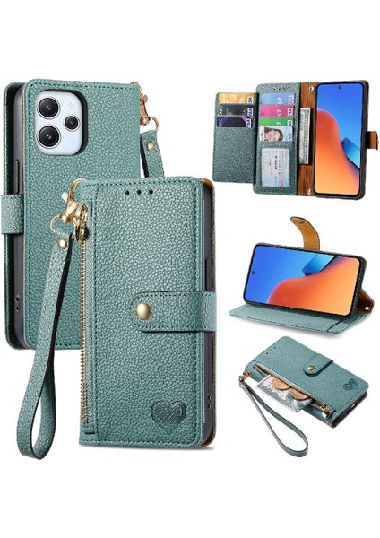 Redmi 12 Için Kılıf Deri Kılıf Kordon Fermuar Aşk Cüzdan (Yurt Dışından)