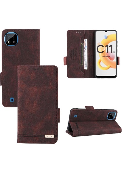 Oppo Realme C11 2021 Koruyucu Kapak Için Kılıf Deri Folio Flip Case (Yurt Dışından)