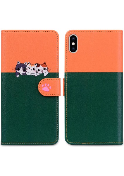 Iphone Xs Max Flip Kapak Darbeye Deri Kılıf Cüzdan Basit (Yurt Dışından)