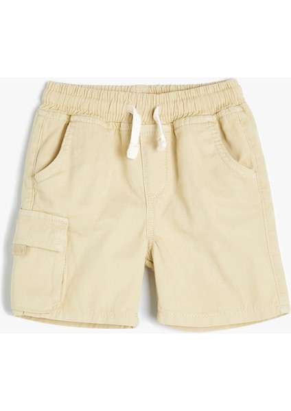 Şort Cepli Beli Bağlamalı Pamuklu