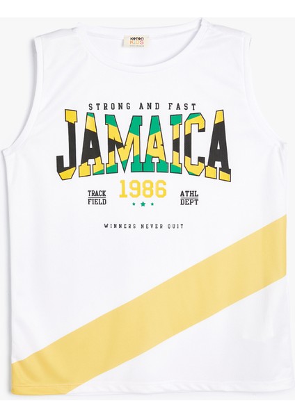 Atlet Jamaica Baskılı Slogan Detaylı Kısa Kollu Renk Bloklu