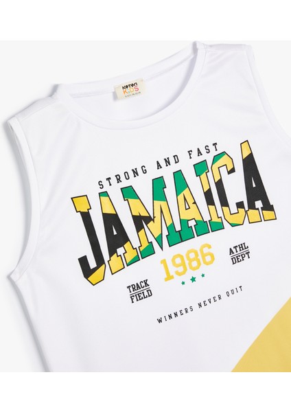 Atlet Jamaica Baskılı Slogan Detaylı Kısa Kollu Renk Bloklu modelleri