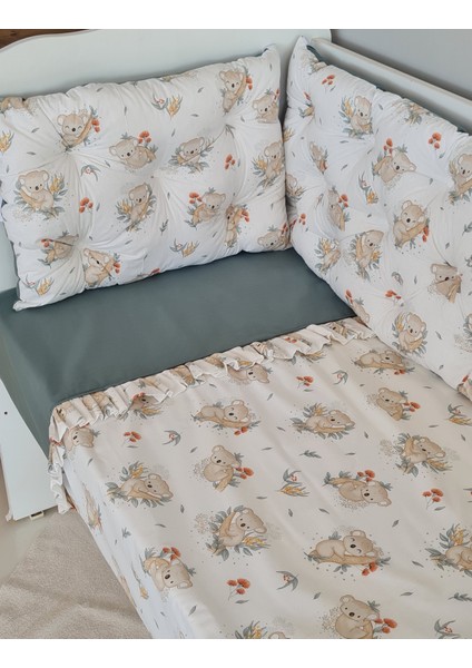 Babynest Dünyası 70X140 Beşik 4 Kenar Koruma Takımı Çift Yönlü Koala Yesil