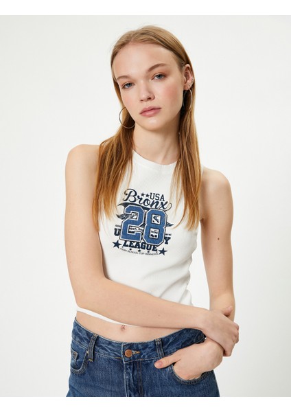 Baskılı Atlet Bisiklet Yaka Pamuklu