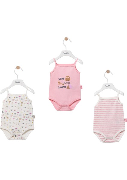 Kız Bebek 3 Lü Ip Askılı Pembe Body