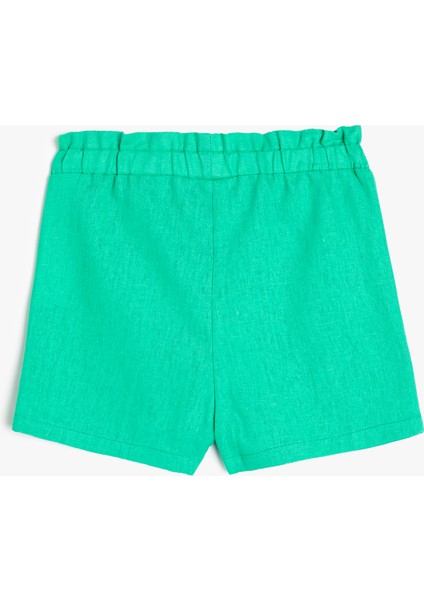 Keten Şort Cep Detaylı Beli Lastikli fiyatları