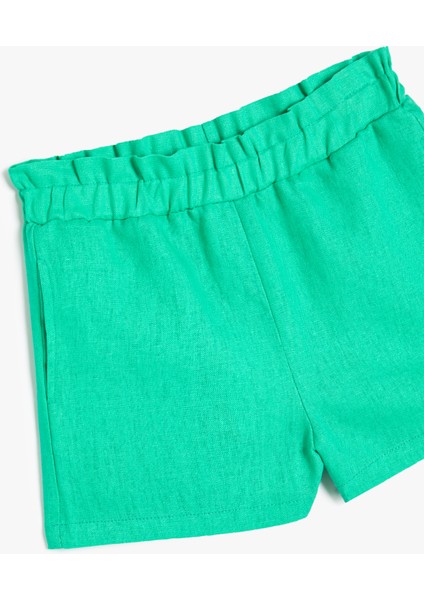 Keten Şort Cep Detaylı Beli Lastikli modelleri