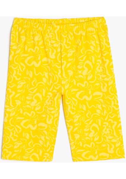 Kısa Tayt Batik Desenli Beli Lastikli Pamuklu