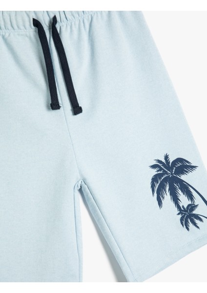 Şort Palmiye Baskılı Beli Bağlamalı modelleri