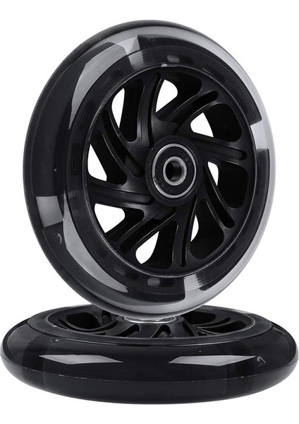 1 Çift 120MM Çocuk Scooter'ı LED Işıkları Yanıp Sönen Tekerlekler Rulmanlar ile Ön/arka LED Yanıp Sönen Scooter Tekerlekleri, Siyah (Yurt Dışından)