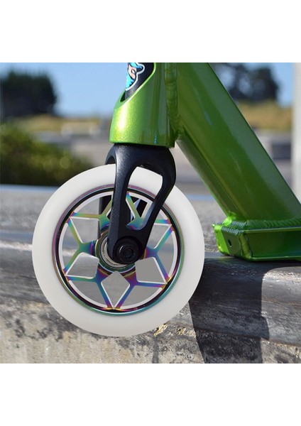 2 Adet Scooter Aksesuarları 110MM Scooter Tekerlekleri Renkli Pu Tekerlekler Rulmanlar ile Kalın Dublör Araba Tekerlekleri (Beyaz) (Yurt Dışından) fırsatları