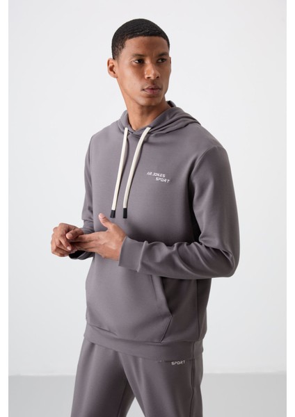 Koyu Gri Pamuklu Kalın Yumuşak Dokulu Comfort Fit Nakışlı Erkek Eşofman Takım - 85255 fiyatları