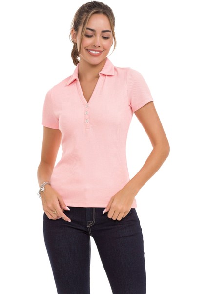 Wt361 Çizgi Dokulu Düz Yaka Basic Kadın T-Shirt fiyatları