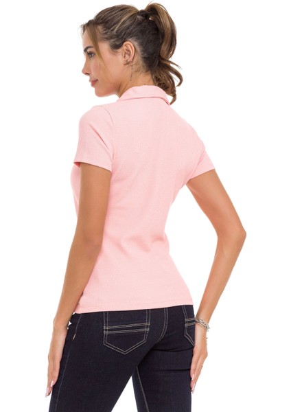 Wt361 Çizgi Dokulu Düz Yaka Basic Kadın T-Shirt modelleri