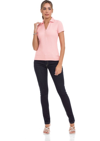 Wt361 Çizgi Dokulu Düz Yaka Basic Kadın T-Shirt fırsatları