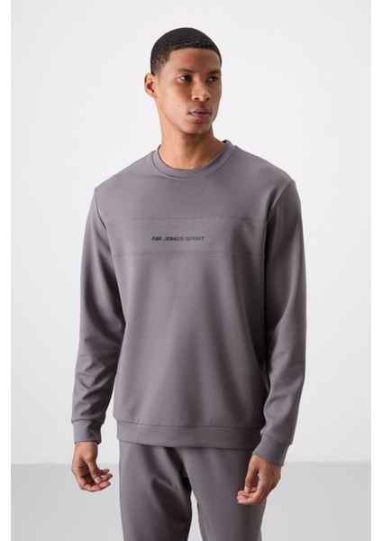 Koyu Gri Pamuklu Kalın Yumuşak Dokulu Comfort Fit Baskılı Erkek Eşofman Takım - 85253 fiyatları