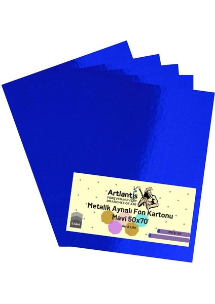 Metalik Aynalı Fon Kartonu 50 x 70 cm 5 Adet Artlantis Metalik Aynalı Fon Kartonu