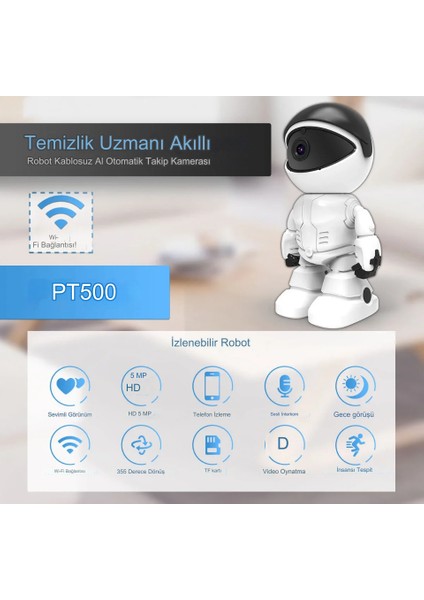 Full Hd Kablosuz Wifi  Robot Kamera 3mp Iki Yönlü Ses Otomatik Izleme Hareket Algılama Kişi Takibi Ofis  Ev Kamerası