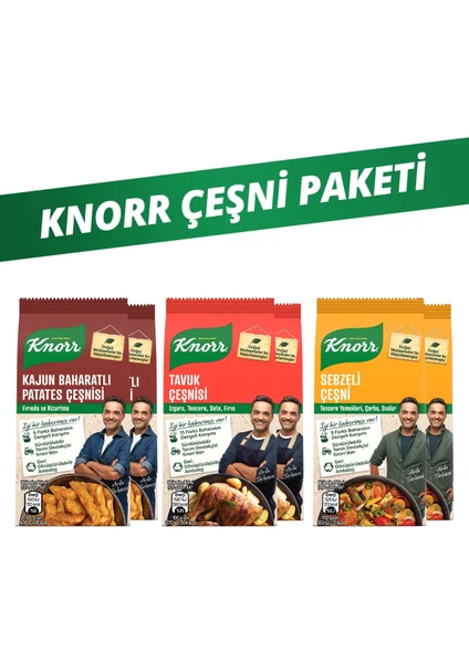 Kajun Baharatlı Patates Çeşnisi 60G X2 + Tavuk Çeşnisi 60G X2 + Sebzeli Çeşni 65G X2