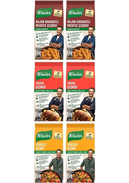 Kajun Baharatlı Patates Çeşnisi 60G X2 + Tavuk Çeşnisi 60G X2 + Sebzeli Çeşni 65G X2