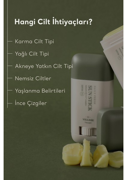 Village 11 Factory Daily Fresh Sun Stick SPF50+ PA++++ 20g - Vegan Stick Güneş Koruyucu